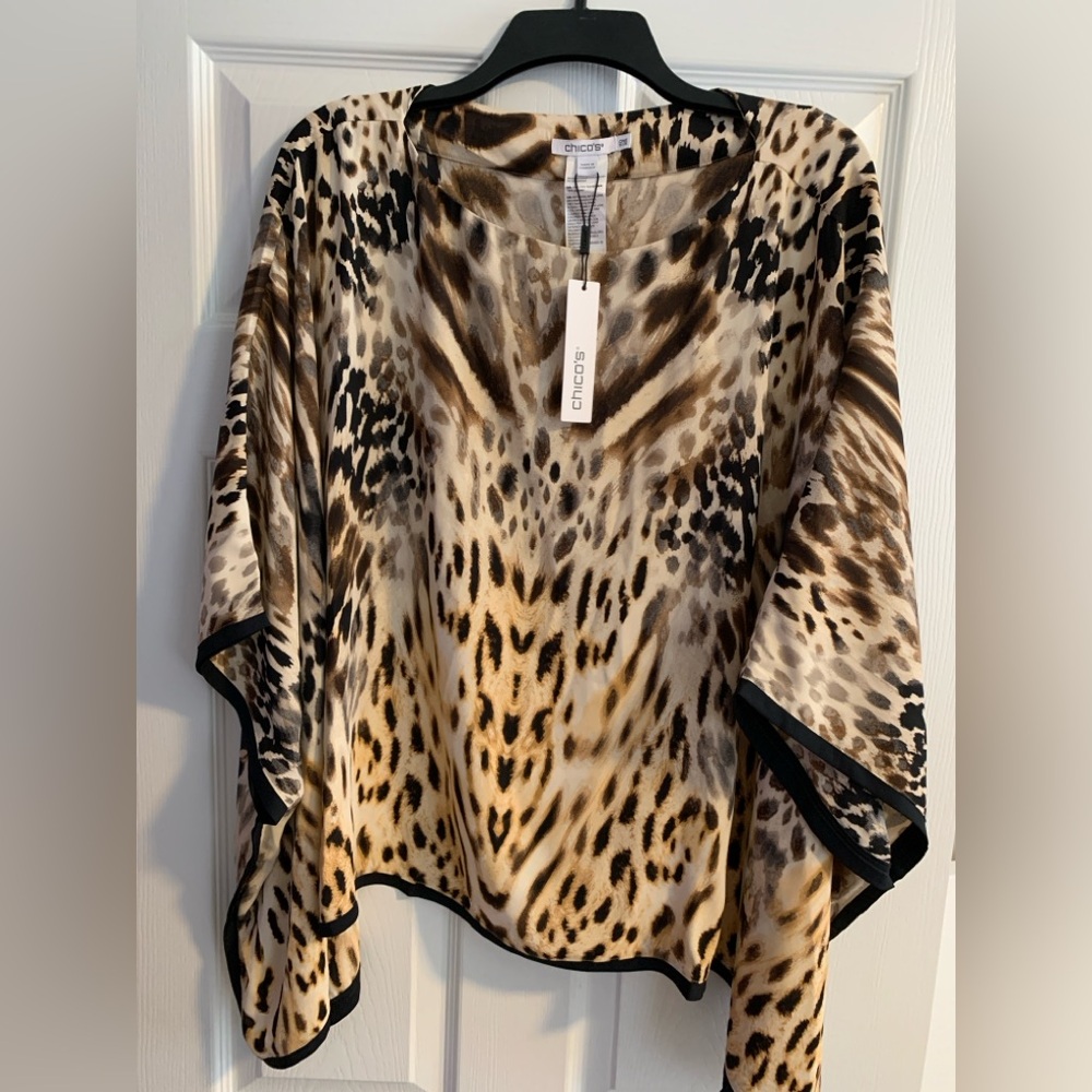 Chico's Leopard Print Blouse in Brown and Black